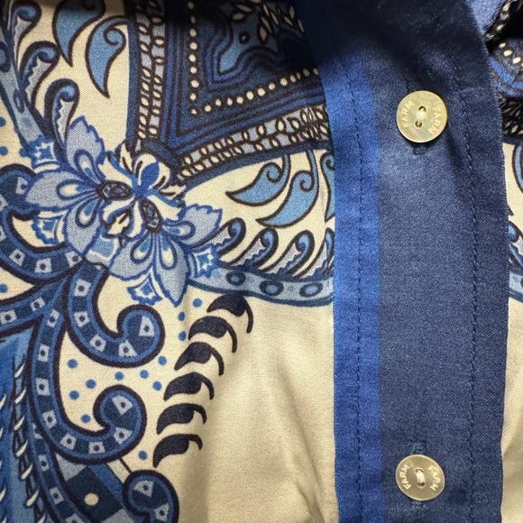 FARM Rio Blue and White Patterned Top - Ladies Size S - Picture 3 of 5
